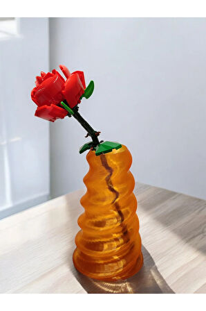Wobbly Dalgalı İskandinav Tarz Vazo Özel Tasarım Dekoratif Vazo Biyoplastik Transparan Turuncu