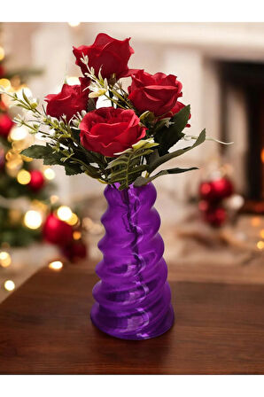 Wobbly Dalgalı İskandinav Tarz Vazo Özel Tasarım Dekoratif Vazo Biyoplastik Transparan Mor