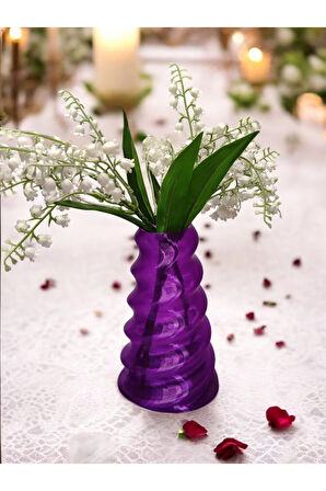 Wobbly Dalgalı İskandinav Tarz Vazo Özel Tasarım Dekoratif Vazo Biyoplastik Transparan Mor