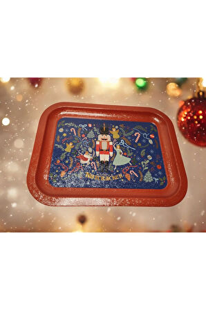 Yılbaşı Kurşun Asker Fındıkkıran Baskılı Metal Tepsi 23x30 cm