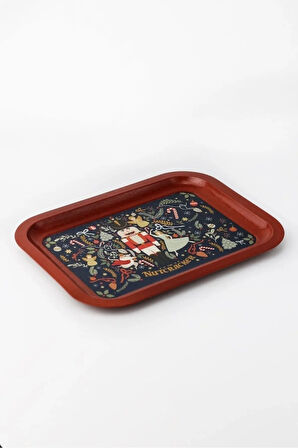 Yılbaşı Kurşun Asker Fındıkkıran Baskılı Metal Tepsi 23x30 cm