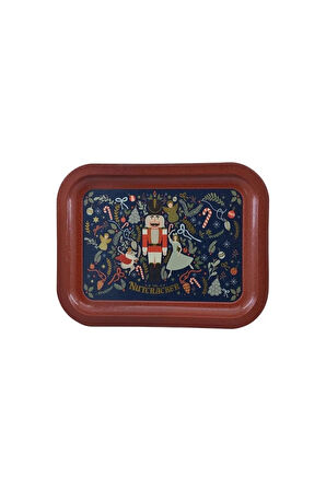 Yılbaşı Kurşun Asker Fındıkkıran Baskılı Metal Tepsi 23x30 cm