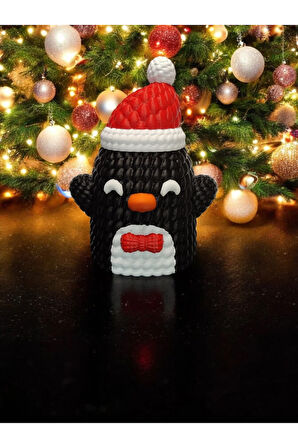 Yılbaşı Dekoru Noel Baba Şapkalı Penguen Düzenleyici Dekoratif Obje