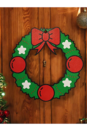 Yılbaşı Temalı Kapı Süsü Siyah Kontürlü