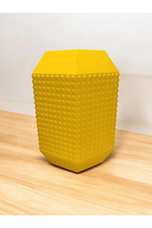 Lego Çiçek Uyumlu Özel Tasarım Büyük Dekoratif Vazo Biyoplastik Sarı