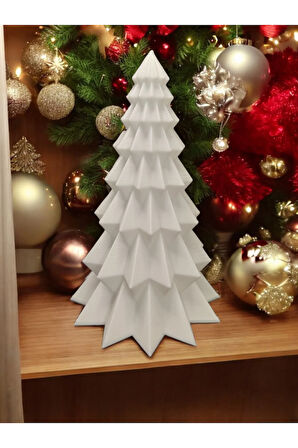Yılbaşı Süsü Noel Çam Ağacı Dekoratif Obje Beyaz 16 Cm