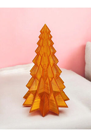 Yılbaşı Süsü Noel Çam Ağacı Dekoratif Obje Transparan Turuncu 16 Cm