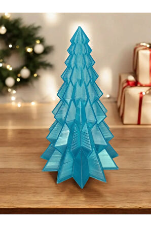 Yılbaşı Süsü Noel Çam Ağacı Dekoratif Obje Transparan Mavi 16 Cm