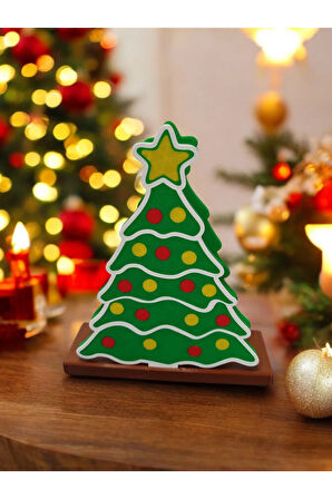 Yılbaşı Temalı Süslü Yeni Yıl Sofrası Çam Ağacı Peçetelik