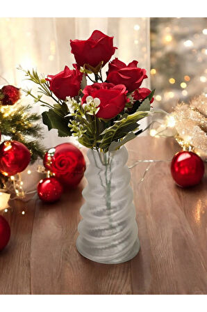 Wobbly Dalgalı İskandinav Tarz Vazo Özel Tasarım Dekoratif Vazo Biyoplastik Transparan Beyaz