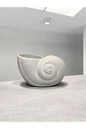 Deniz Kabuğu Istiridye Midye Dekoratif Çok Amaçlı Organizer Düzenleyici Vazo Granit Beyaz