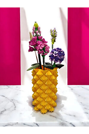 3 Boyutlu Kristal Tasarım Dekoratif Vazo Biyoplastik Yaldızlı Altın