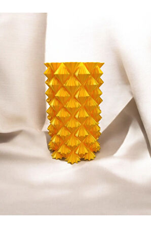 3 Boyutlu Kristal Tasarım Dekoratif Vazo Biyoplastik Yaldızlı Altın