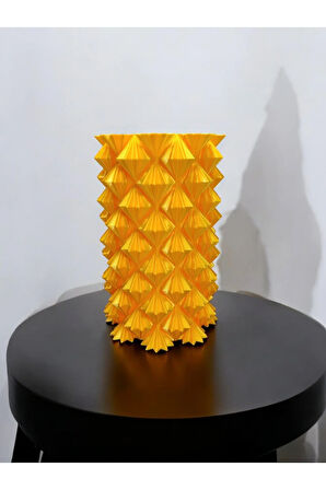 3 Boyutlu Kristal Tasarım Dekoratif Vazo Biyoplastik Yaldızlı Altın