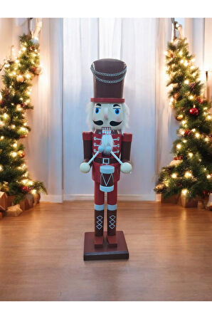 Yılbaşı Dekoru Ahşap Fındıkkıran Trampet Çalan Kurşun Asker Nutcracker 50 cm