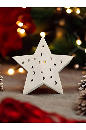 Yılbaşı Temalı Alev Efektli Titreyen Led Mumlu Modern Dekoratif Yıldız
