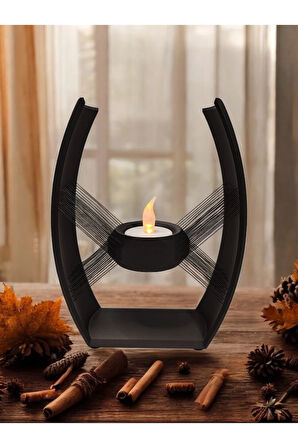 Alev Efektli Titreyen Led Mumlu Modern Dekoratif Denge Şamdan 17 Cm