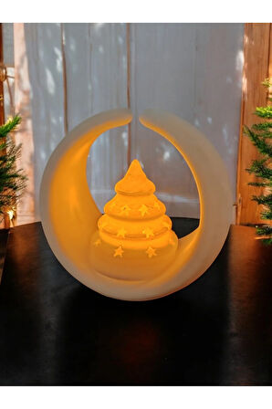 Yılbaşı Temalı Alev Efektli Titreyen Led Mumlu Mini Çam Ağacı Modern Dekoratif Şamdan 8 Cm