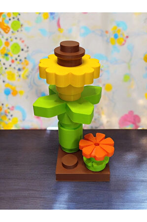 Büyük Boy Lego Çiçek Modeli Görünümlü Dekoratif Obje Biblo 18 cm