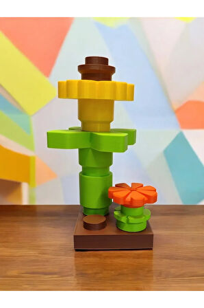 Büyük Boy Lego Çiçek Modeli Görünümlü Dekoratif Obje Biblo 18 cm