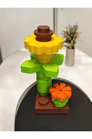 Büyük Boy Lego Çiçek Modeli Görünümlü Dekoratif Obje Biblo 18 cm