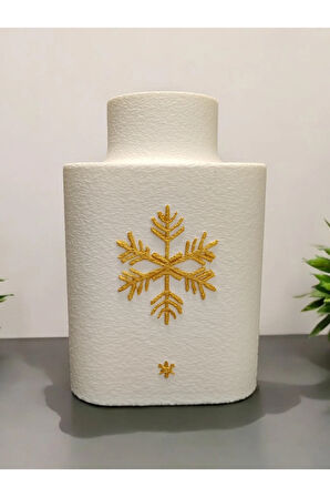 Kar Tanesi Özel Tasarım Dekoratif Vazo Biyoplastik Beyaz 17 cm
