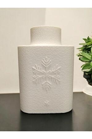Kar Tanesi Özel Tasarım Dekoratif Vazo Biyoplastik Beyaz 17 cm