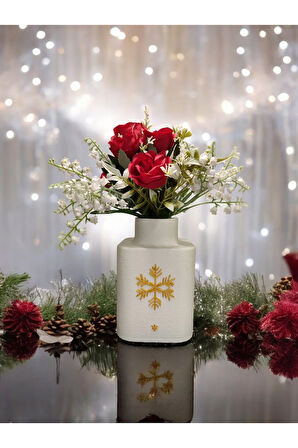 Kar Tanesi Özel Tasarım Dekoratif Vazo Biyoplastik Beyaz 17 cm