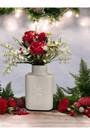 Kar Tanesi Özel Tasarım Dekoratif Vazo Biyoplastik Beyaz 17 cm