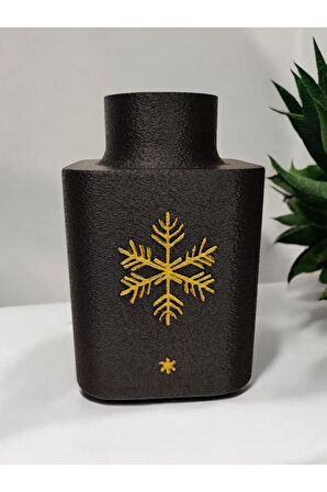 Kar Tanesi Özel Tasarım Dekoratif Vazo Biyoplastik Siyah 17 cm