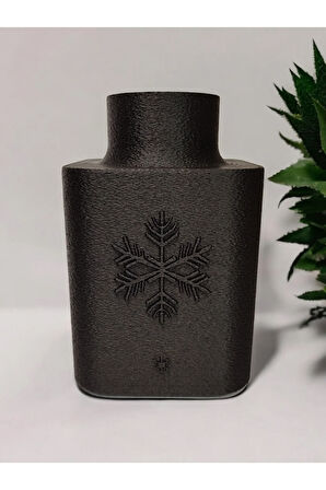 Kar Tanesi Özel Tasarım Dekoratif Vazo Biyoplastik Siyah 17 cm