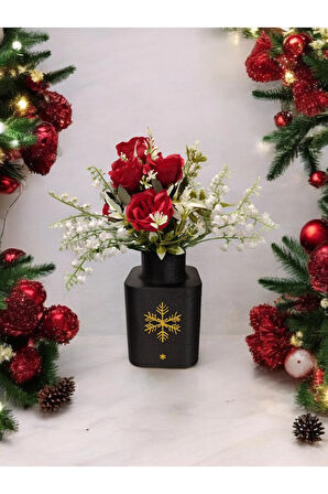 Kar Tanesi Özel Tasarım Dekoratif Vazo Biyoplastik Siyah 17 cm