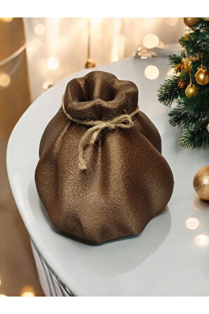 Torba Şeklinde Özel Tasarım Dekoratif Vazo Biyoplastik Işıltılı Kahve 17 cm