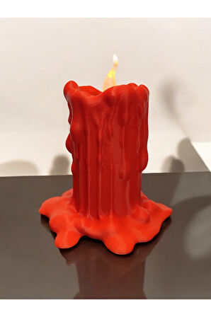 Led Mumlu Eriyen Alev Efektli Titreyen Led Mum Modern Dekoratif Şamdan Kırmızı 10 Cm