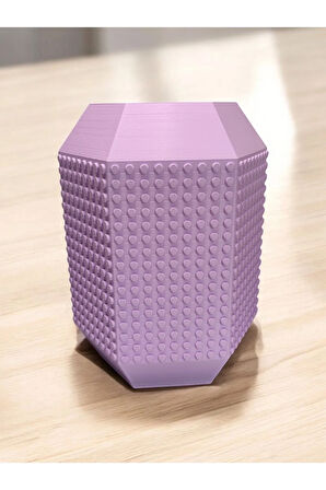 Lego Çiçek Uyumlu Özel Tasarım Büyük Dekoratif Vazo Biyoplastik Pastel Mor