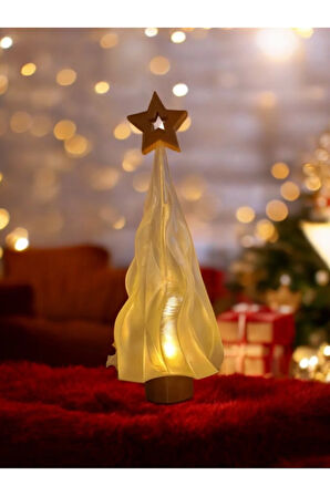Alev Efektli Titreyen Led Mum Işıklı Yılbaşı Noel Çam Ağacı Dekoratif Biblo 25 cm