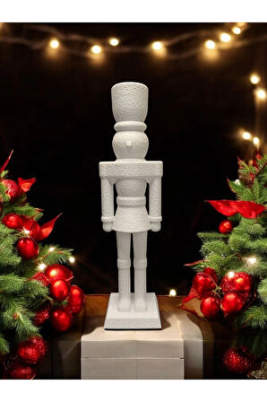 Yılbaşı Süsü Modern Fındıkkıran Nutcracker Dekoratif Obje Beyaz