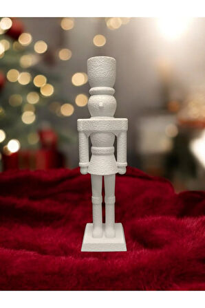 Yılbaşı Süsü Modern Fındıkkıran Nutcracker Dekoratif Obje Beyaz