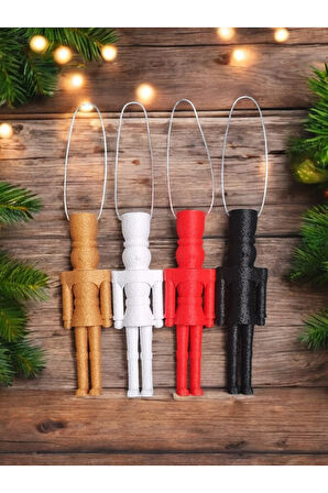 Yılbaşı Temalı Fındıkkıran Nutcracker Kurşun Asker 4'lü Set Ağaç Süsü