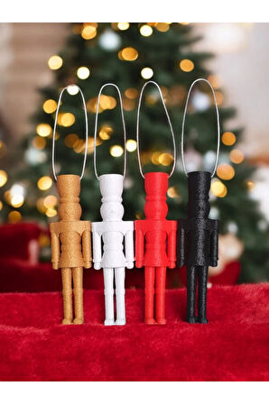 Yılbaşı Temalı Fındıkkıran Nutcracker Kurşun Asker 4'lü Set Ağaç Süsü