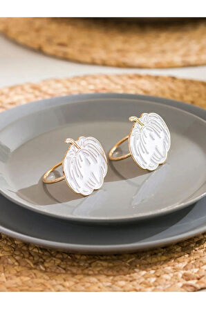 Balkabağı Baskılı Metal Peçete Yüzüğü 2'li Set