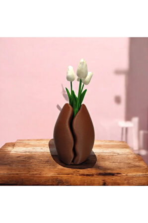 Kahve Çekirdeği Dekoratif Vazo Biyoplastik Kahverengi 18 cm