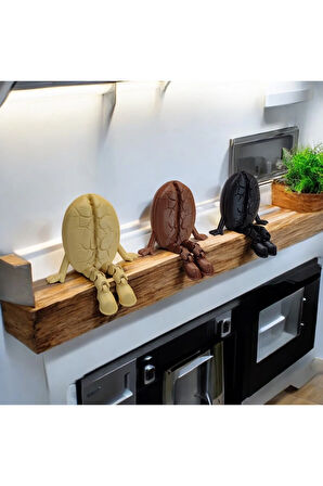 Kahve Çekirdeği 3'lü Dekoratif Obje Seti Biyoplastik