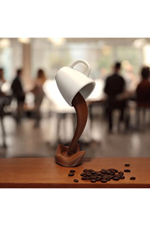 Dökülen Kahve Dekoratif Aksesuar Biyoplastik Beyaz Kupa