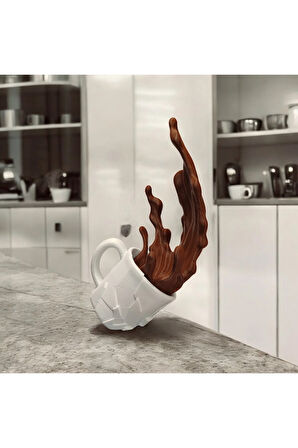 Yere Düşen Bardak Dökülen Kahve Dekoratif Aksesuar Biyoplastik Beyaz Kupa