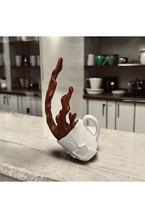 Yere Düşen Bardak Dökülen Kahve Dekoratif Aksesuar Biyoplastik Beyaz Kupa