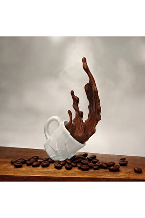 Yere Düşen Bardak Dökülen Kahve Dekoratif Aksesuar Biyoplastik Beyaz Kupa