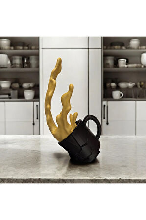 Yere Düşen Bardak Dökülen Kahve Dekoratif Aksesuar Biyoplastik Siyah Kupa