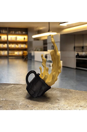 Yere Düşen Bardak Dökülen Kahve Dekoratif Aksesuar Biyoplastik Siyah Kupa