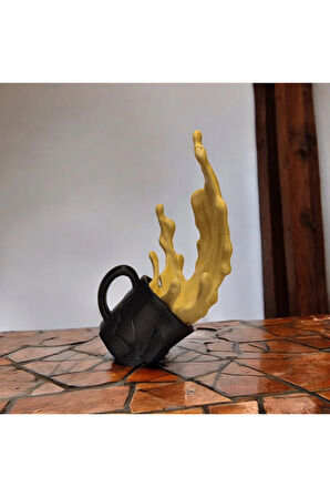 Yere Düşen Bardak Dökülen Kahve Dekoratif Aksesuar Biyoplastik Siyah Kupa